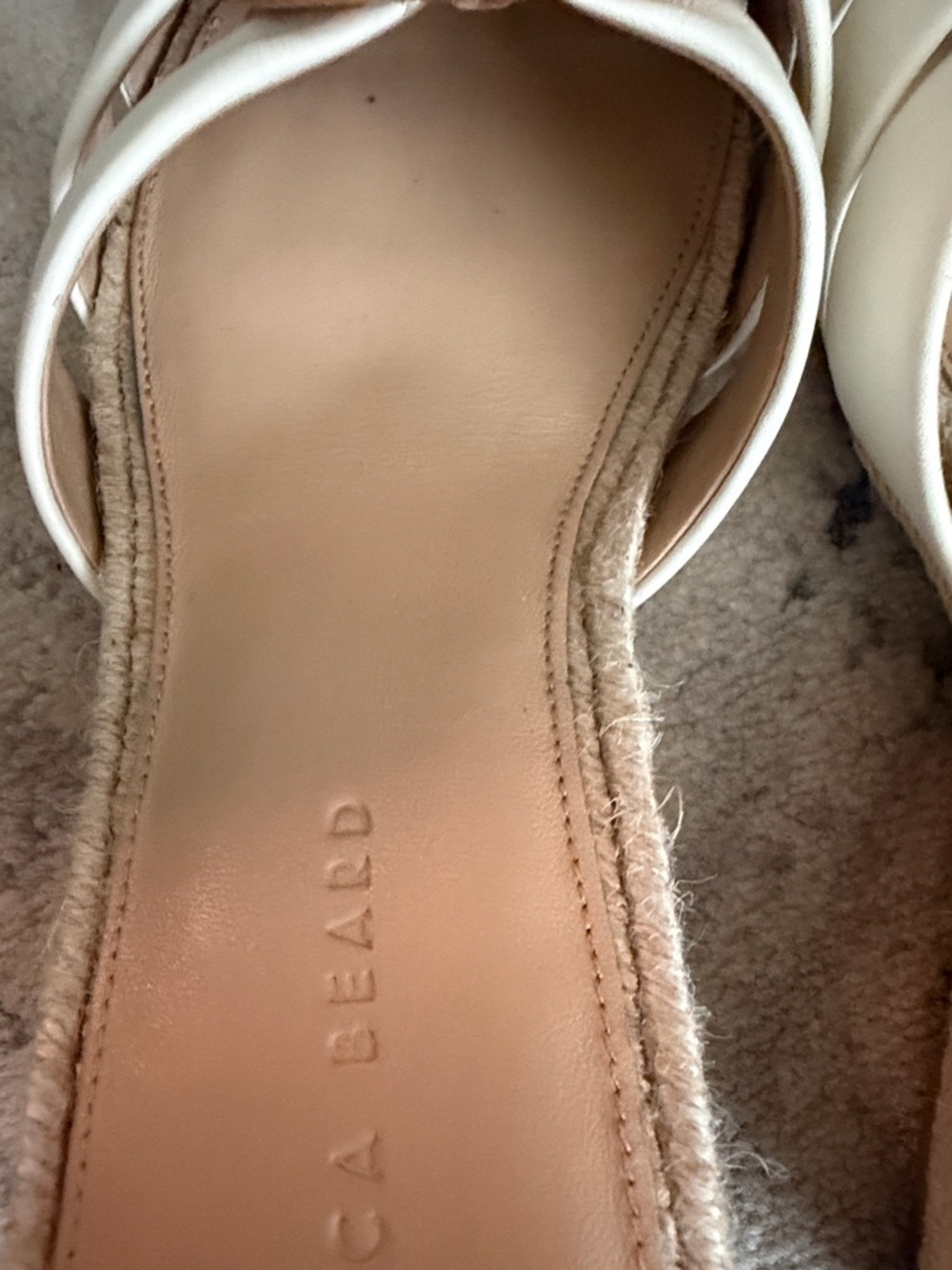 Veronica Beard Cream Leather Slip-On Mules with Tan Ring Detail - Picture 10 of 14